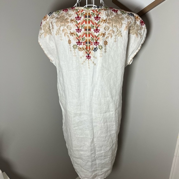 Johnny Was Chandra White Linen Embroidered Tunic Dress Size Small Boho Indie - Picture 4 of 8